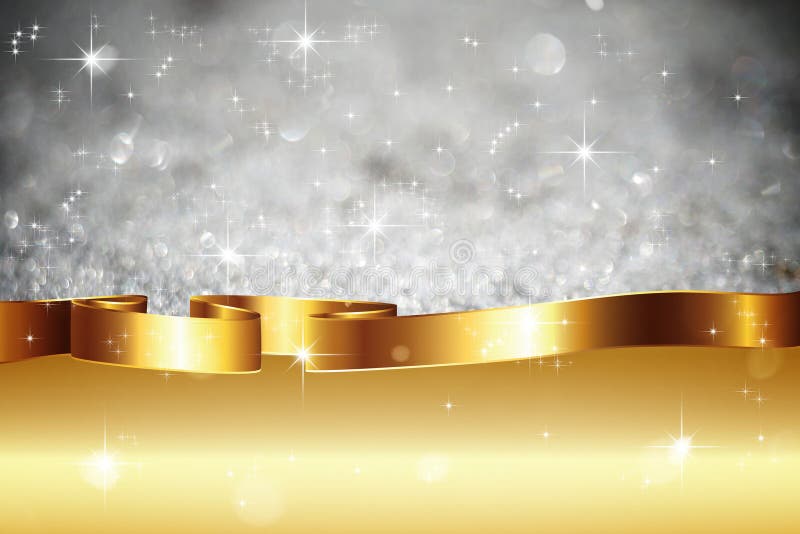 Grey Bokeh con il nastro dell'oro illustrazione vettoriale Grey Bokeh con il nastro dell'oro illustrazione vettoriale
