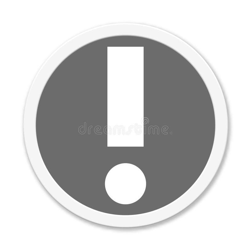 Grey Button with White Frame Exclamation Mark, Error or Warning Stock Illustration