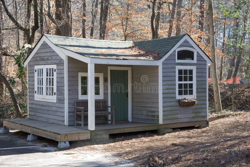 Grey Cabin with Green Door