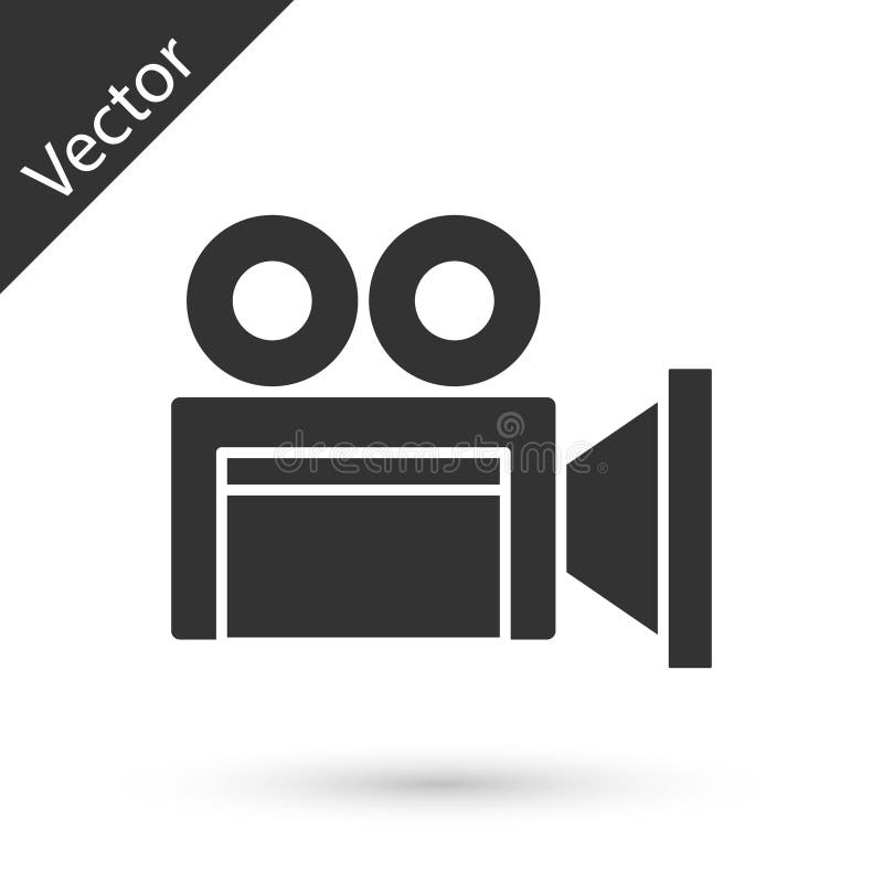 Grey Cinema camera icon isolated on white background. Video camera. Movie sign. Film projector. Vector.