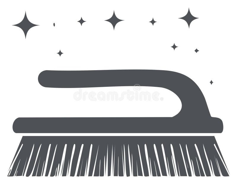 Grey cleaning brush icon with sparkling clean effect for hygiene and domestic tasks royalty free illustration