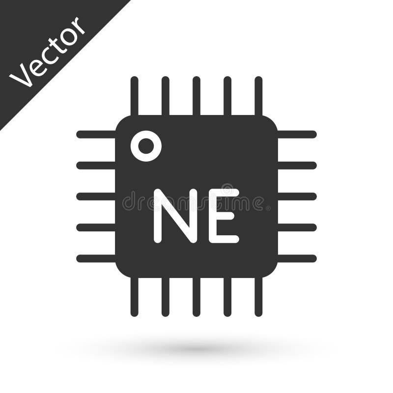 Grey Computer processor with microcircuits CPU icon isolated on white background. Chip or cpu with circuit board. Micro processor. Vector.