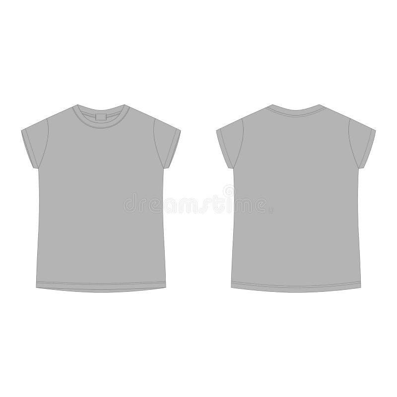 Cotton T-shirt Blank Template. Children`s Technical Sketch Tee Shirt ...