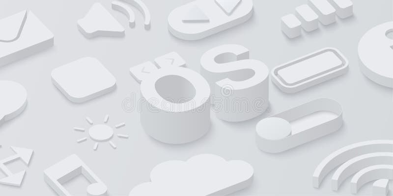 Grey 3d operating system background with web symbols. royalty free illustration