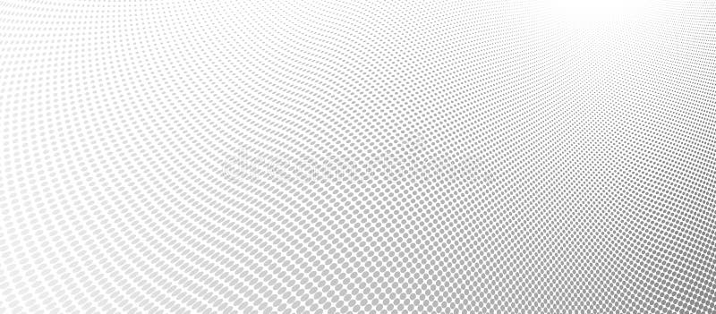 Grey dots in 3D perspective vector abstract background, dotted pattern cool design, wave stream of science technology or business vector illustration
