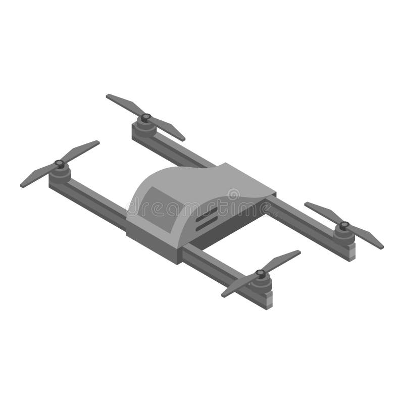 Grey drone icon, isometric style vector illustration