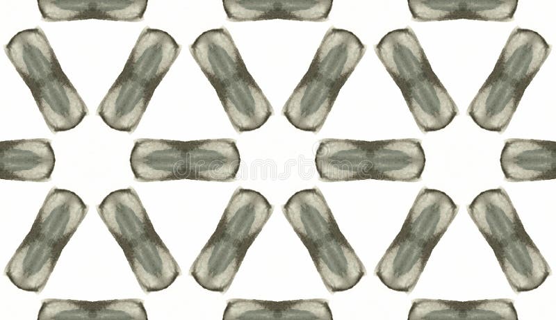 Grey Geometry Artwork. Olive Geo Texture. Watercolor Geometric Pattern. Grey Geo Tile. royalty free illustration
