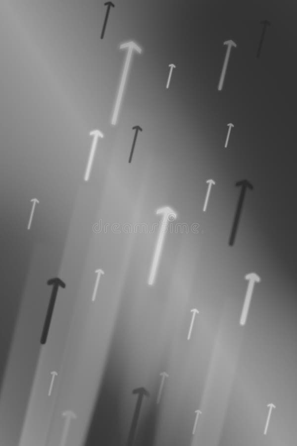 Grey light of up arrows on dark background royalty free illustration