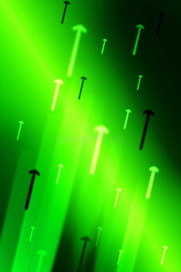 Grey light of up arrows on dark background royalty free illustration