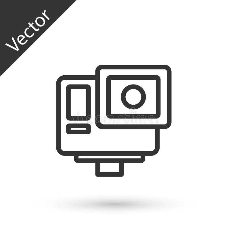Grey Line Action Extreme Camera Icon Isolated on White Background