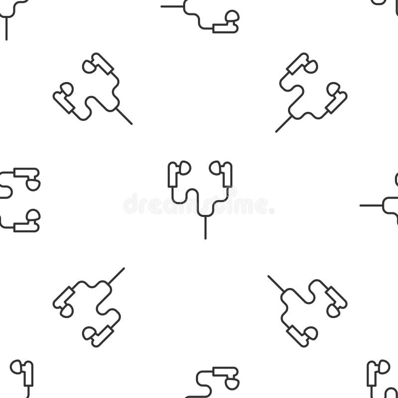 Grey line Air headphones icon icon isolated seamless pattern on white background. Holder wireless in case earphones royalty free illustration
