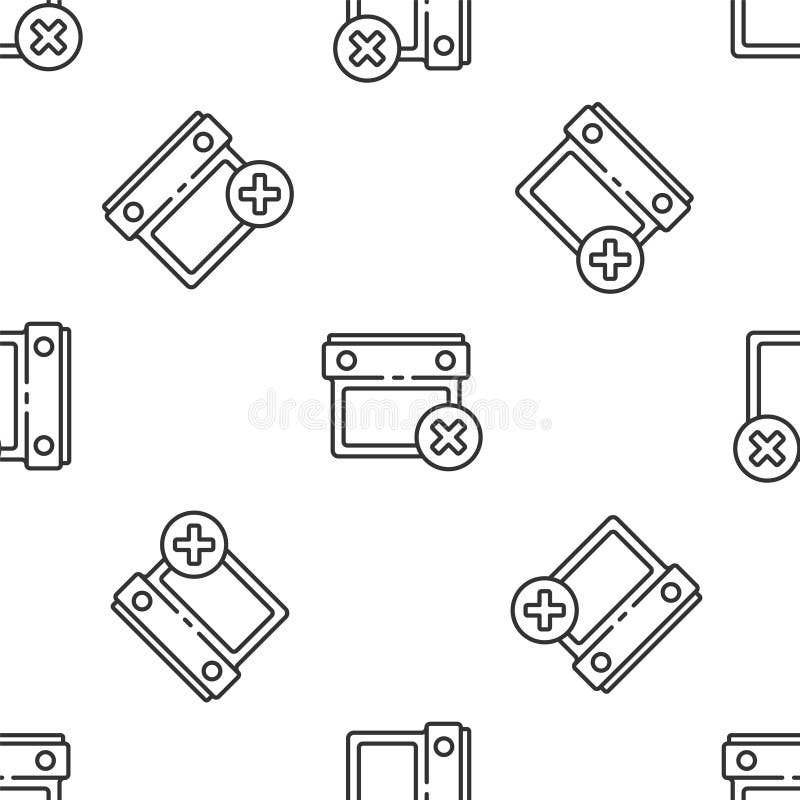 Grey Line Calendar Date Delete Icon Isolated Seamless Pattern on White