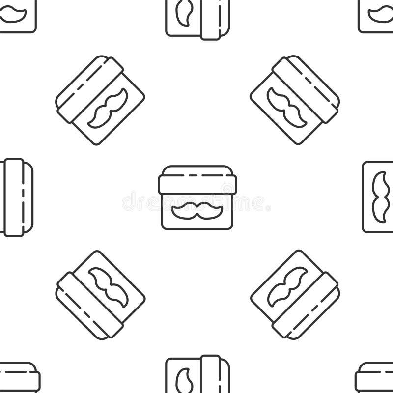 Grey line Cream or lotion cosmetic jar icon isolated seamless pattern on white background. Body care products for men vector illustration