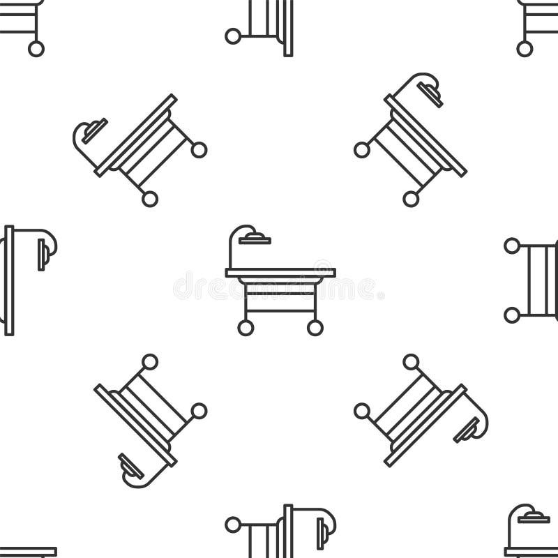 Grey line Operating table icon isolated seamless pattern on white background. Vector Illustration. vector illustration