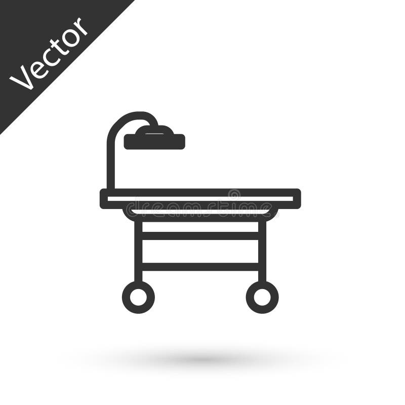 Grey line Operating table icon isolated on white background. Vector Illustration royalty free illustration