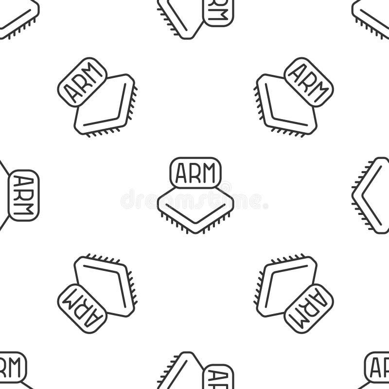 Grey line Processor icon isolated seamless pattern on white background. CPU, central processing unit, microchip royalty free illustration