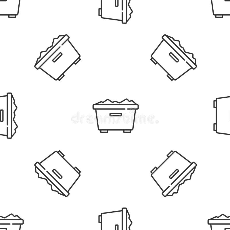 Grey line Trash can icon isolated seamless pattern on white background. Garbage bin sign. Recycle basket icon. Office stock illustration