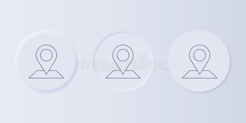 Grey Map pin icon isolated on grey background. Navigation, pointer, location, map, gps, direction, place, compass vector illustration