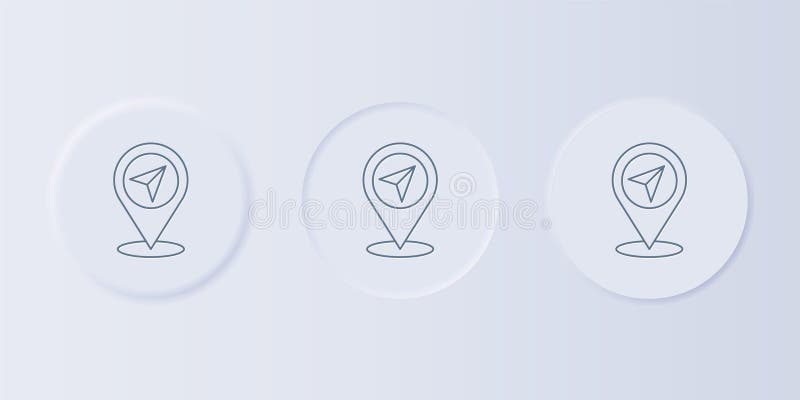 Grey Map pin icon isolated on grey background. Navigation, pointer, location, map, gps, direction, search concept. Set vector illustration
