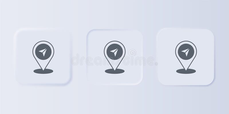 Grey Map pin icon isolated on grey background. Navigation, pointer, location, map, gps, direction, search concept. Set stock illustration