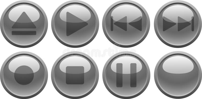 Grey media buttons. [Vector]