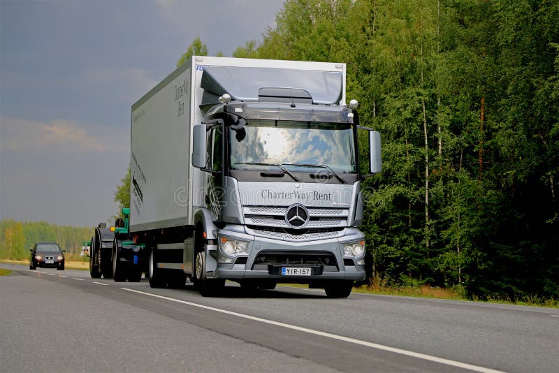 Grey Mercedes-Benz Antos Truck on the Road