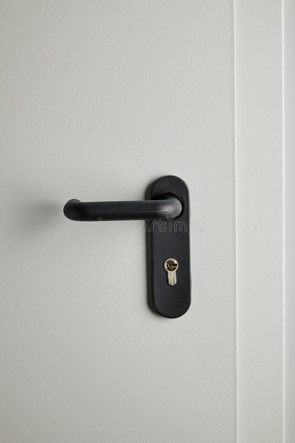 Grey Metal Door with Black Handle Stock Photo Image of clean