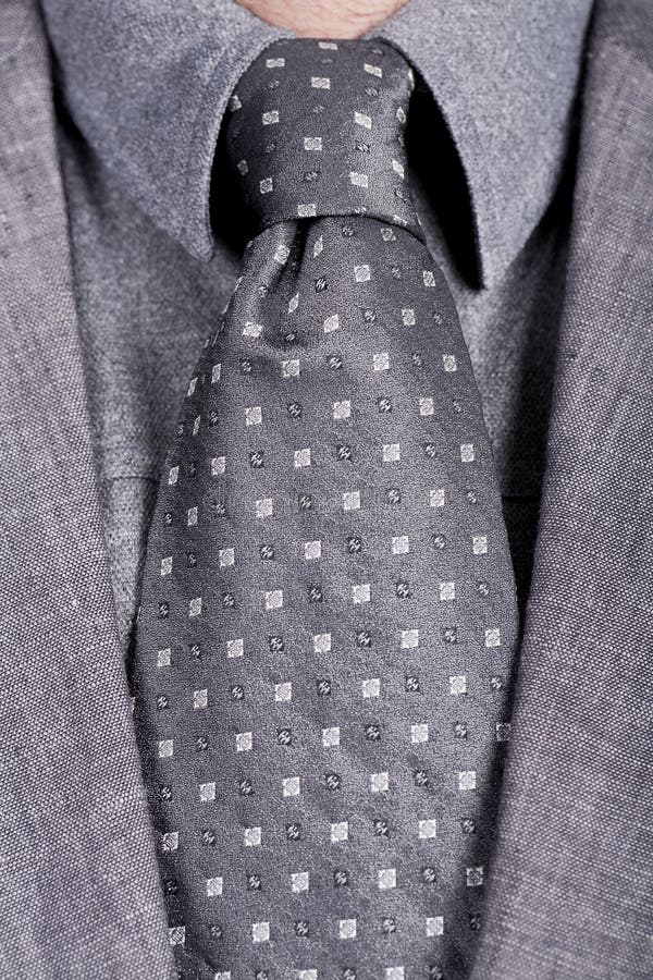 Grey Necktie with Windsor Knot Stock Image Image of stripe, windsor