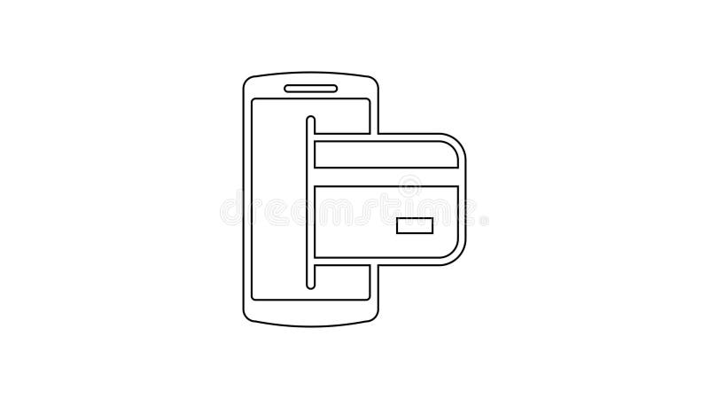Grey NFC Payment line icon on white background. Mobile payment. NFC smartphone concept. Transfer icon. 4K Video motion stock illustration
