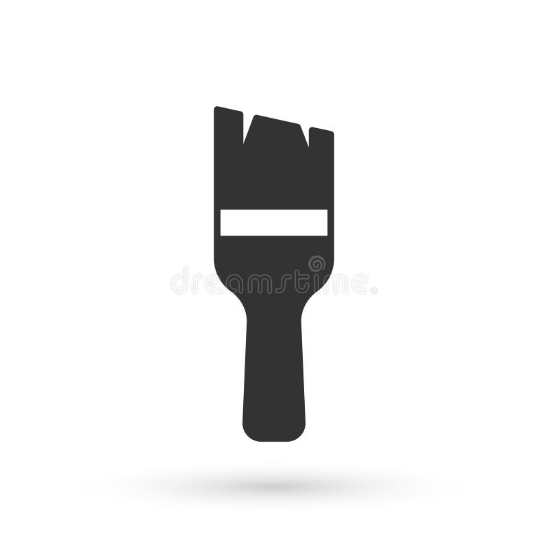 Grey Paint Brush Icon Isolated on White Background. Vector Stock