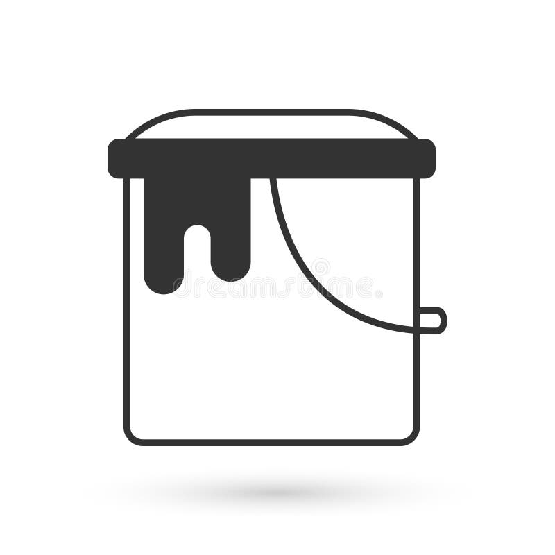 Grey Paint Bucket Icon Isolated on White Background. Vector Stock