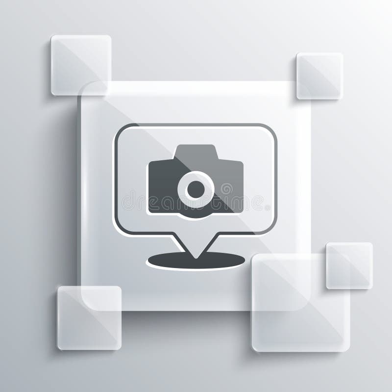 Grey Photo Camera Icon Isolated on Grey Background. Foto Camera