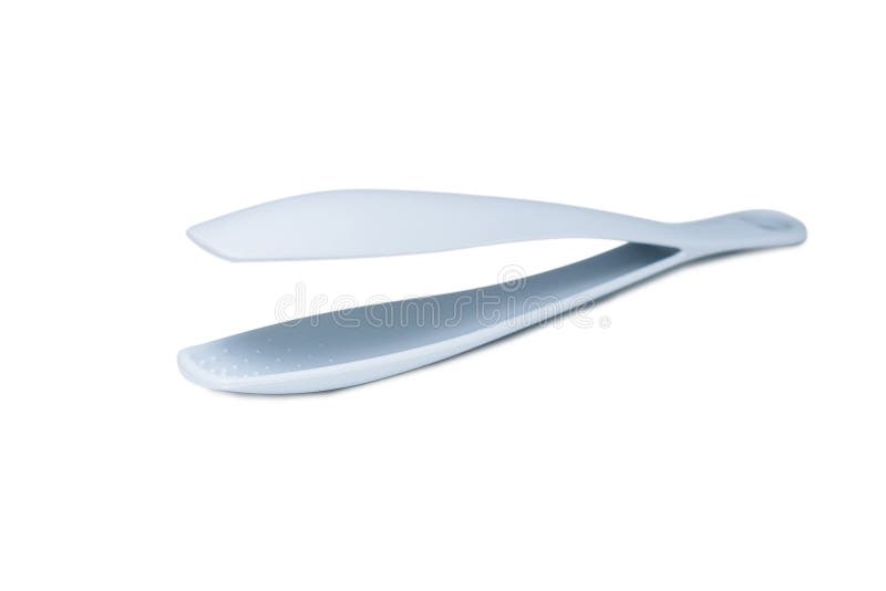 Grey Plastic Kitchen Tongs Isolated Stock Image Image of cuisine