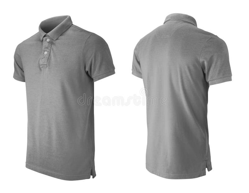 Grey Polo T-shirt Design Template Isolated on White Stock Photo - Image ...