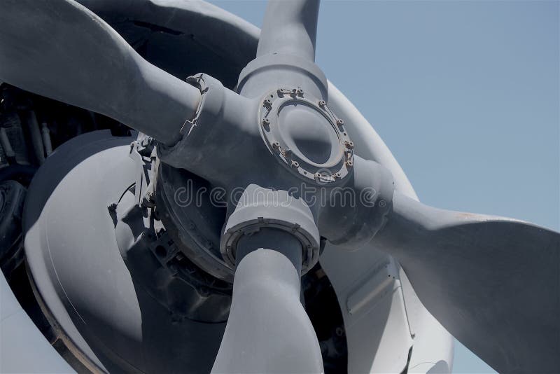 Grey propeller on White Historic World War II plane