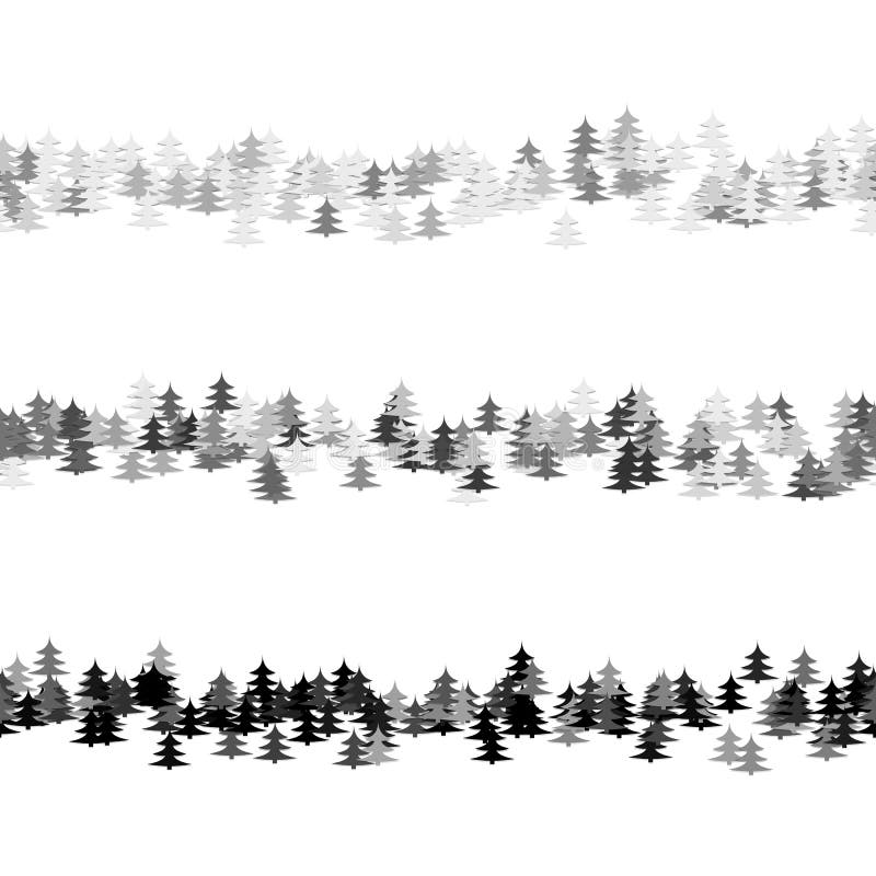Grey seamless random pine tree pattern paragraph divider line set royalty free illustration