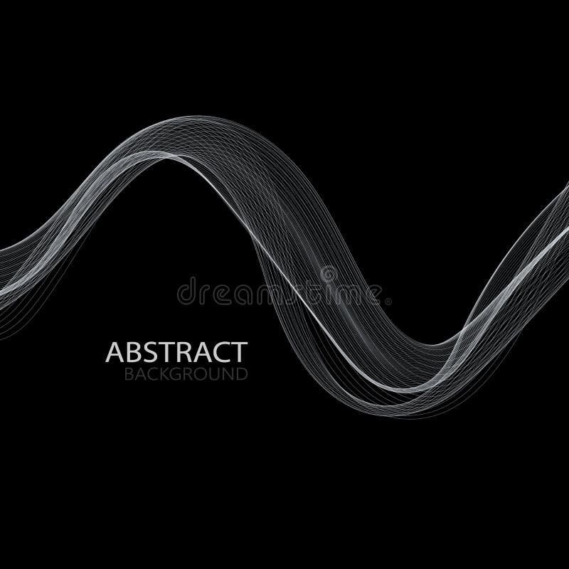 Silver Smooth Waves Abstract Darck Background. Vector Design Stock