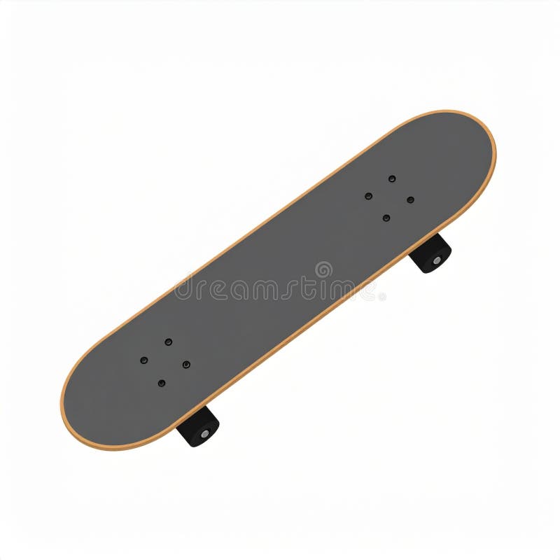 Grey Skateboard with Black Wheels on White Background royalty free illustration
