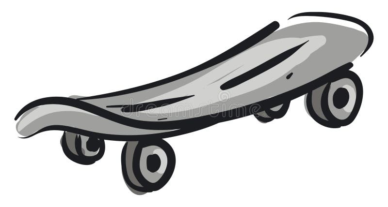 Grey skateboard with grey wheels illustration vector stock illustration