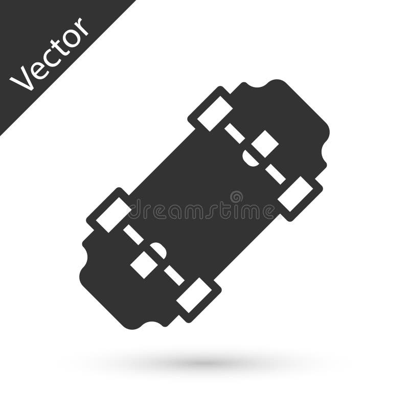 Grey Skateboard icon isolated on white background. Extreme sport. Sport equipment. Vector stock illustration