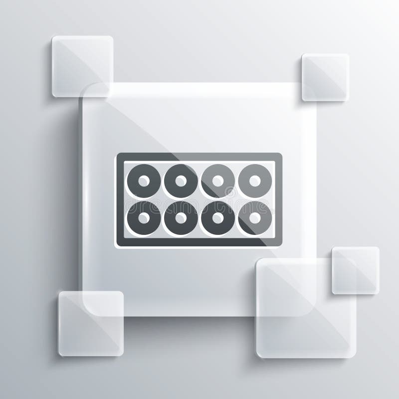 Grey Skateboard wheel icon isolated on grey background. Skate wheel. Square glass panels. Vector stock illustration
