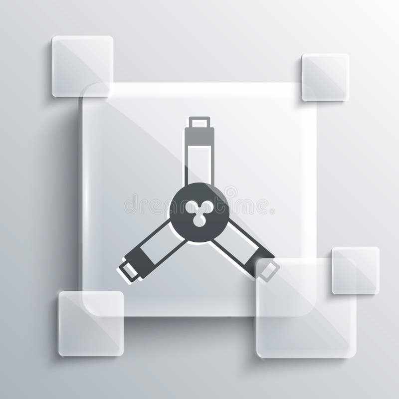 Grey Skateboard Y-tool icon isolated on grey background. Square glass panels. Vector vector illustration
