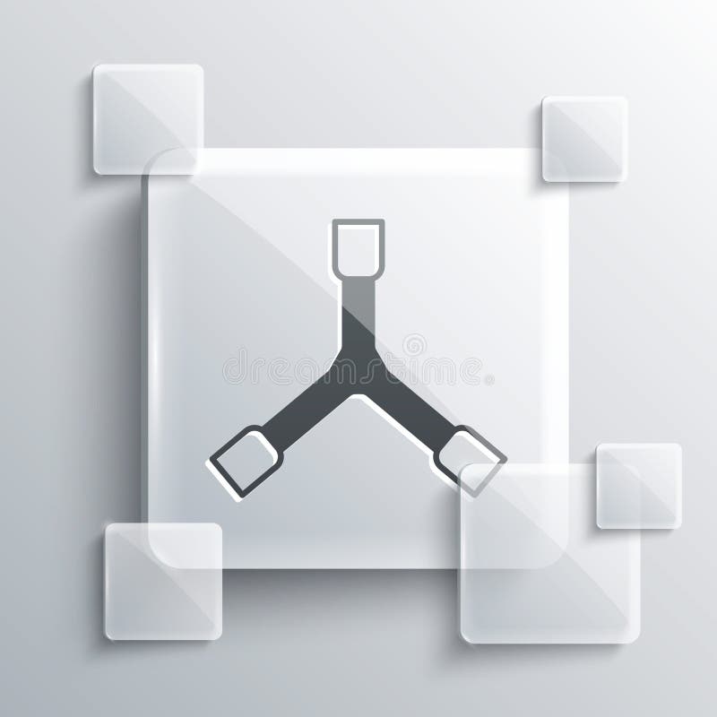 Grey Skateboard Y-tool icon isolated on grey background. Square glass panels. Vector stock illustration