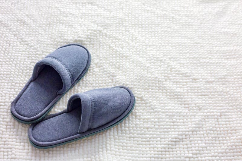 Grey Slippers sur le tapis images libres de droits Grey Slippers sur le tapis images libres de droits