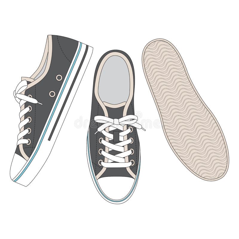 Grey sneakers stock vector. Illustration of element, rubber - 58439814