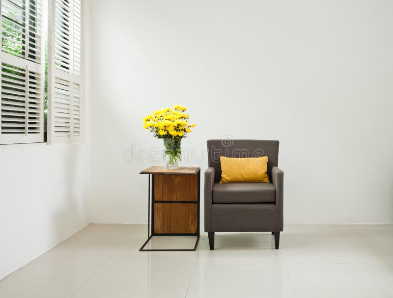 Grey Sofa Armchair in Simple Setting Stock Image Image of brown