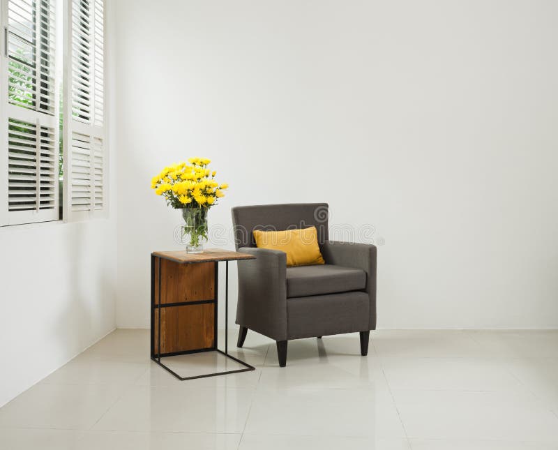 Grey Sofa Armchair in Simple Setting Stock Image Image of interior