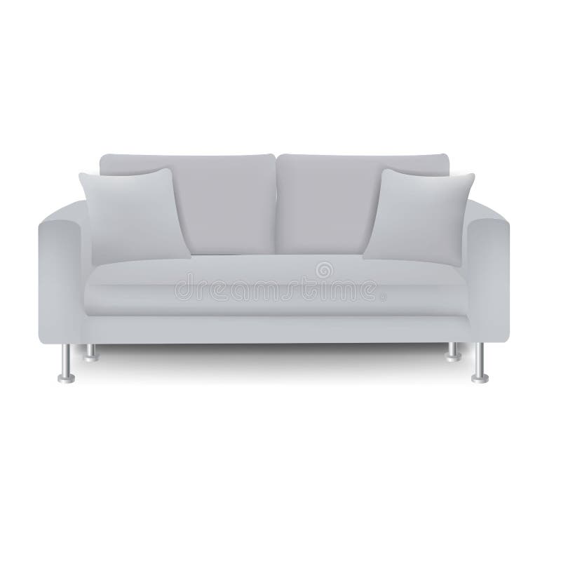 Grey Sofa Bed With Isolated White Background vector illustration