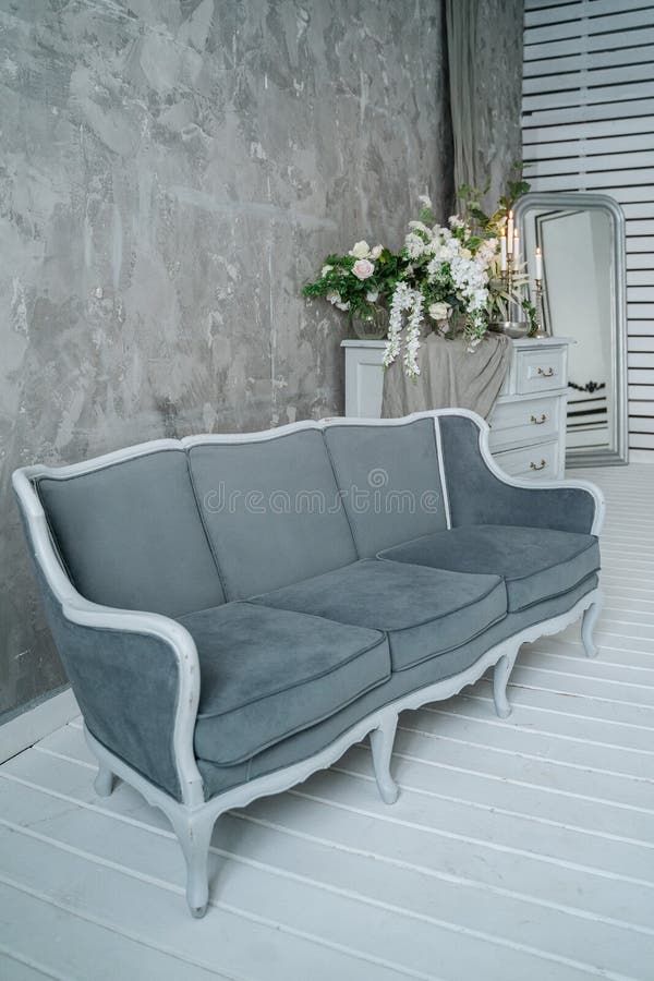 Grey Sofa Closeup in the Home Interior Stock Photo Image of