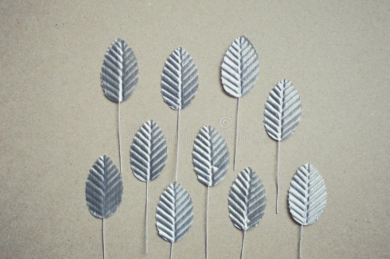 Grey Artificial Leaves for Decoration. Stock Photo Image of flora